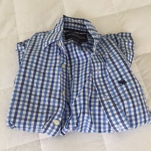 👔Blue and White Checkered Long Sleeve ButtonDown